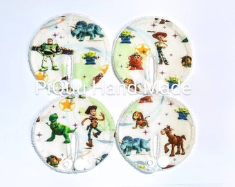 Toy Story SET of 3,6,8 or 10 feeding tube pads, PEG covers, Gtube pads, buttons G-tube mic-key button, podkładki PEG, bamboo, character