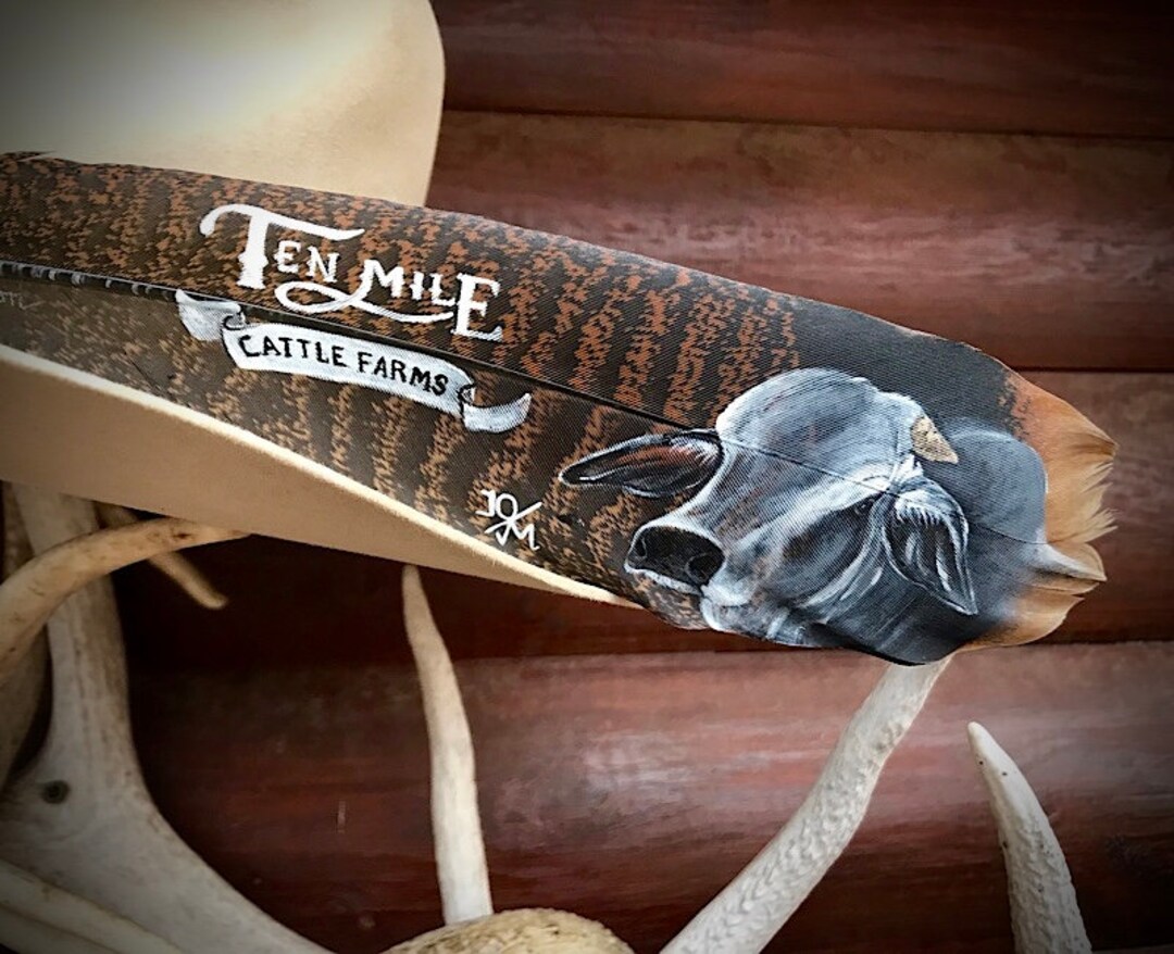 Custom Hat Feathers, Cattle Portraits, Advertisement Hat Feather