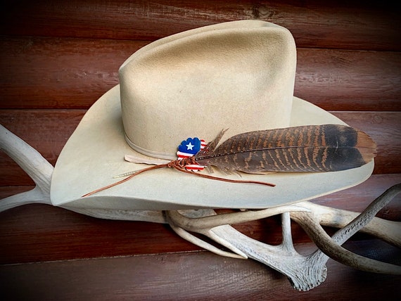 FEATHER SAVER, Hat Feather Tie, Custom Painted Leather Concho Feather  Saver, Western Retro Hat Accessories, Art, Attach Feather to Hat 