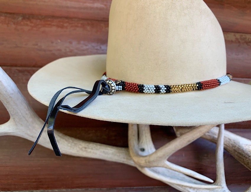 New Round style beaded hat band, western retro cowboy, cowgirl hat