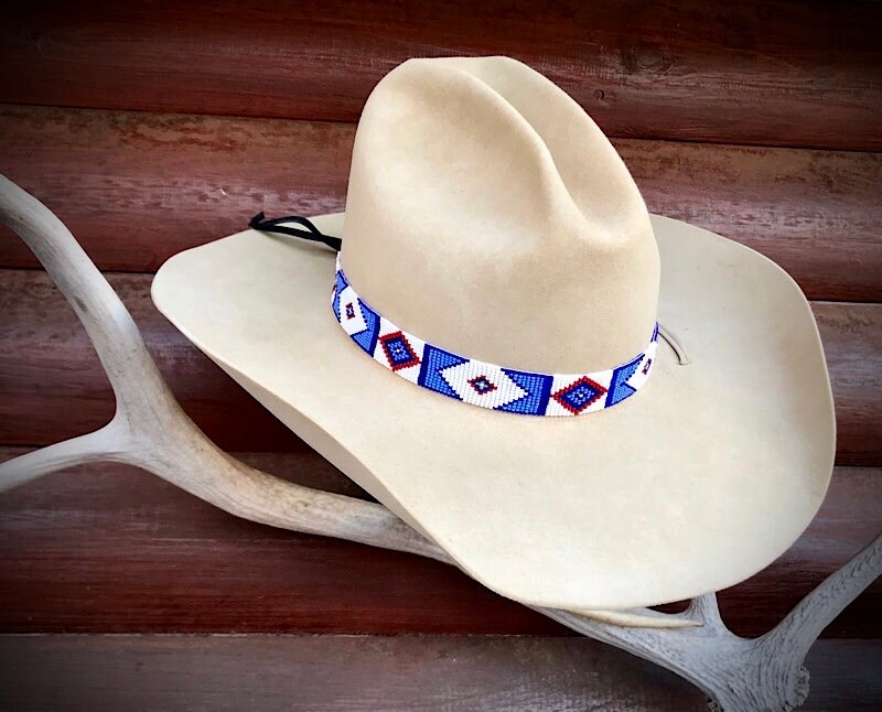 Billy Jack hat band, handmade beadwork hat band, retro cowboy western