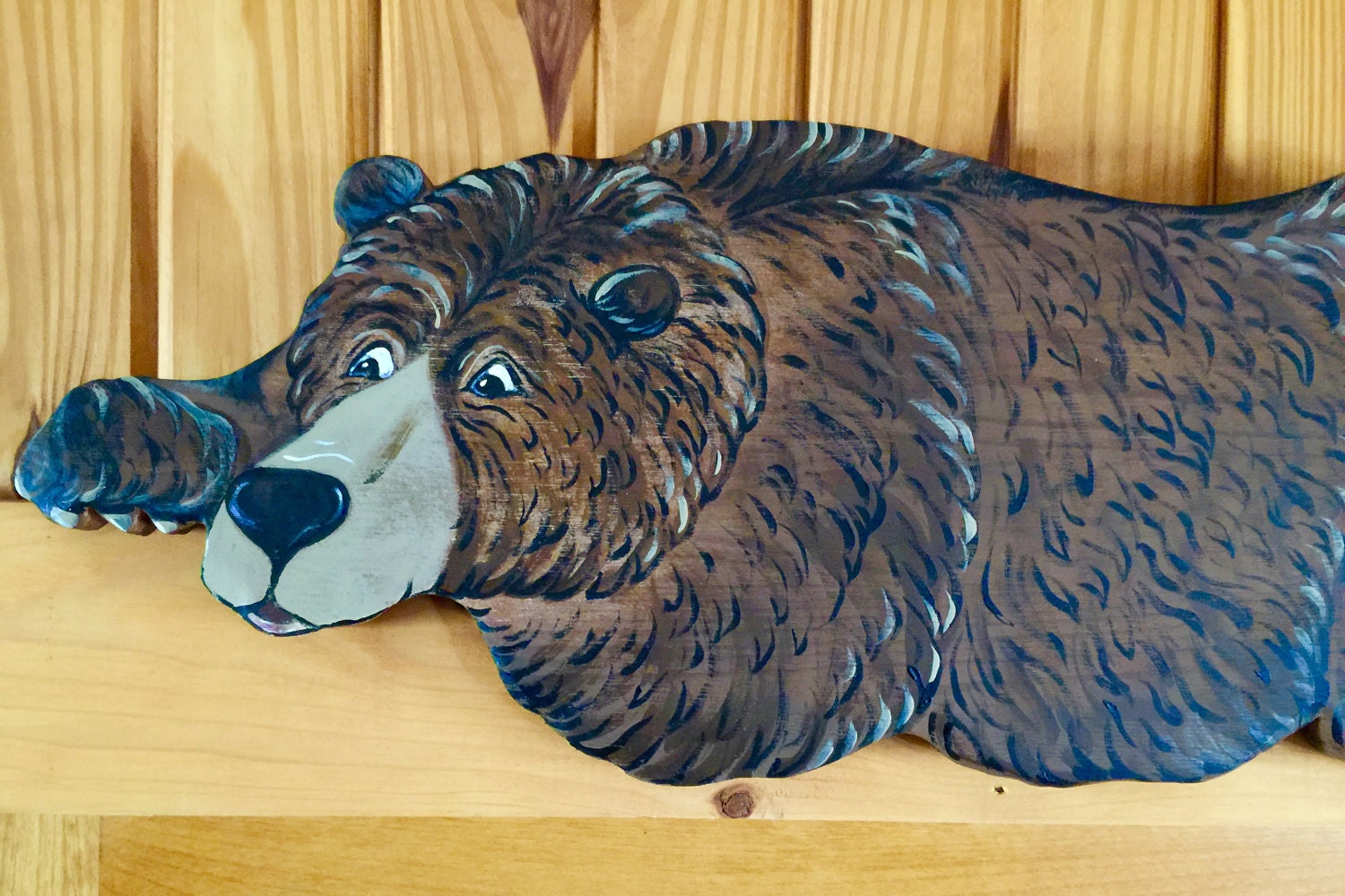 Bear art, door or window treatment, rustic cabin decor ...