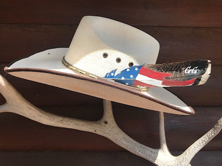 American made hat feather, personalized your choice brand, initials or