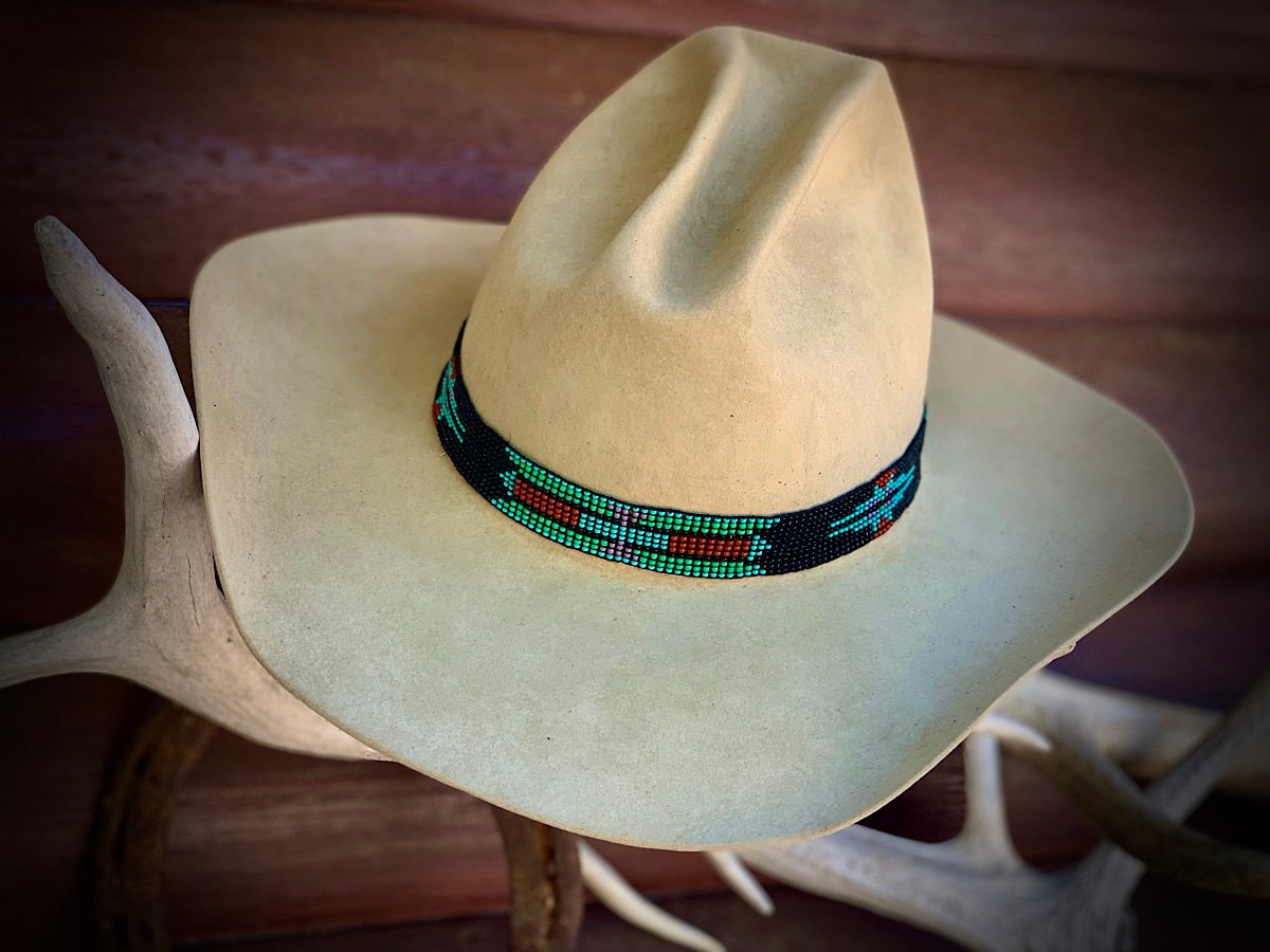 Beaded HAT BAND, Hat NOT Included, Stretch elastic style hat band