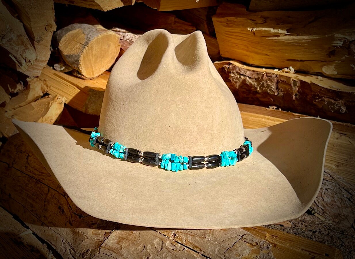 Brown or Black Leather HATBAND ONLY for a Western Cowboy Hat the Apothecary  Boho Crystal Herb 