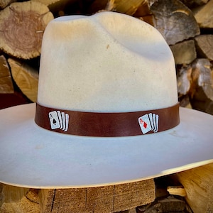 Aces and Eights, HAT BAND, Hat Accessory, Adjustable Leather Hat