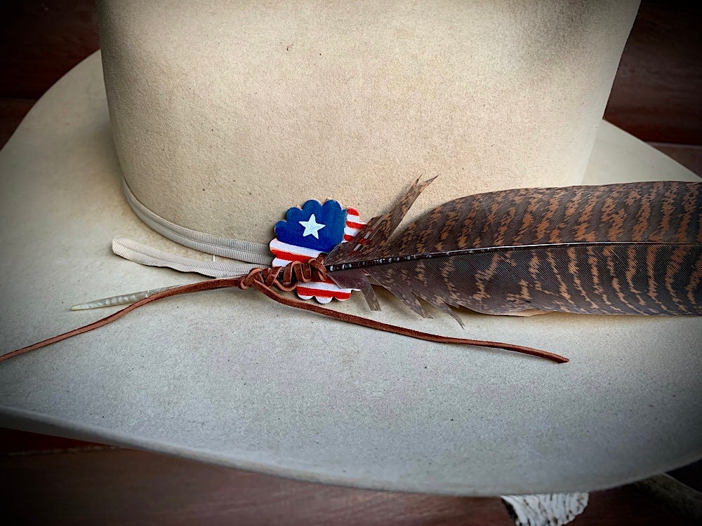 Rare Western Retro Cowboy Hat Feather, Unique Small Wild Turkey