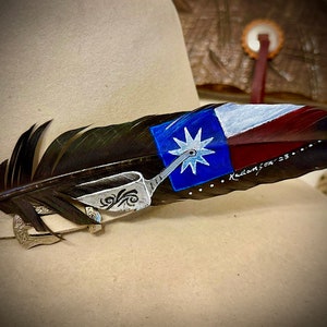 Rustic Texas State Flag Hat Feather 