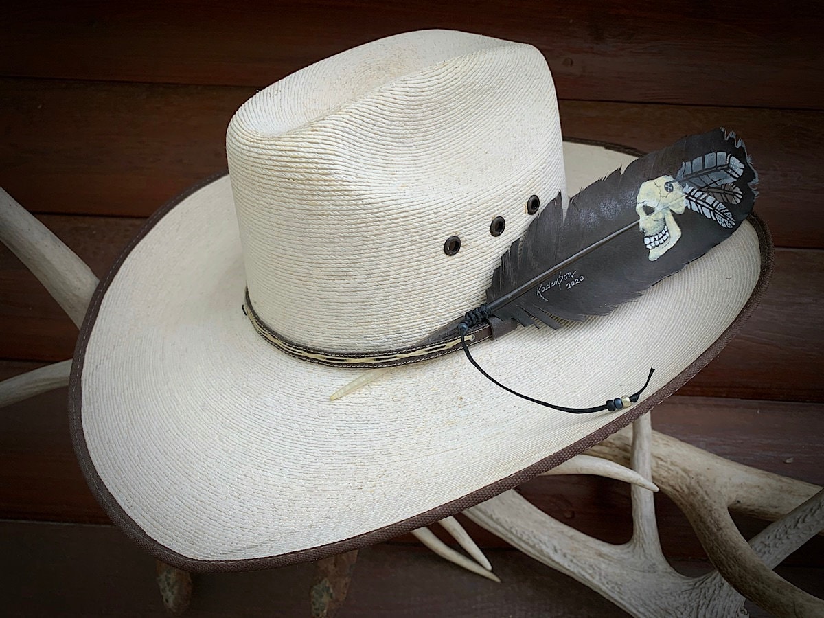 The Devil Rides Among Us, custom hat feather, mens or ...