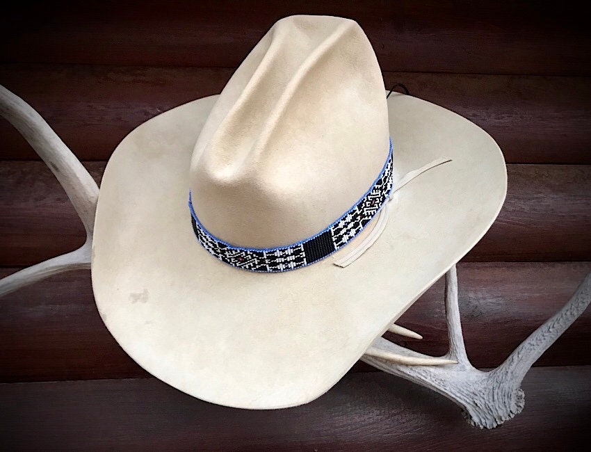Custom hat band, Medicine eye design, handmade beaded hat band 1 inch ...