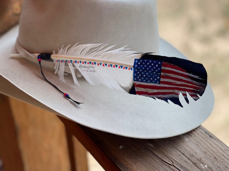Cowboy HAT FEATHER Faux Eagle Feather Hand Painted With Etsy