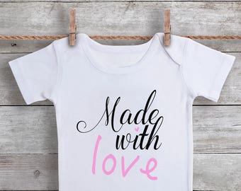 Baby Bodysuit, Baby Girl Bodysuit, Baby Girl Clothes, Baby, Bodysuit, Girls Shirt, Baby Shower Gift, baby, cute baby - Made with Love (Pink)