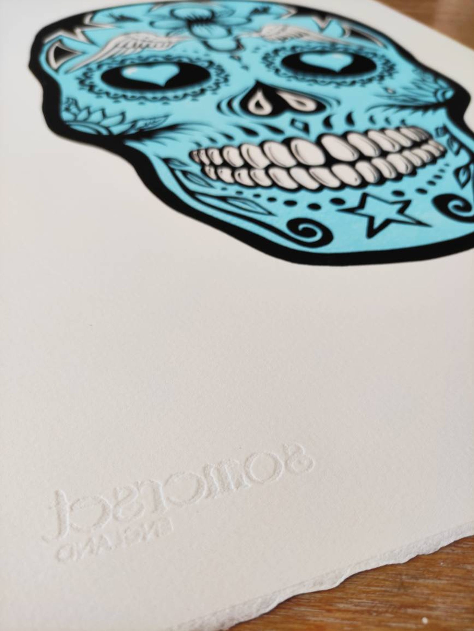Skull Linocut / Large Candy Skull Wall Art/ Handmade Reduction Etsy UK