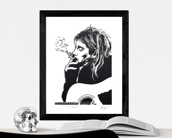 Kurt Cobain Linoldruck Nirvana Kunstwerk Grunge Rock And Roll Plakat Seattle Musik Nevermind Plakat In Bloom Lino Print Nirwana Geschenk Idee