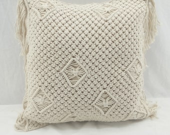 Macrame cushion cover 100% cotton decorative pillows boho cushion cover bohemian home pillow handwoven wedding cushion covers, size 16x16"