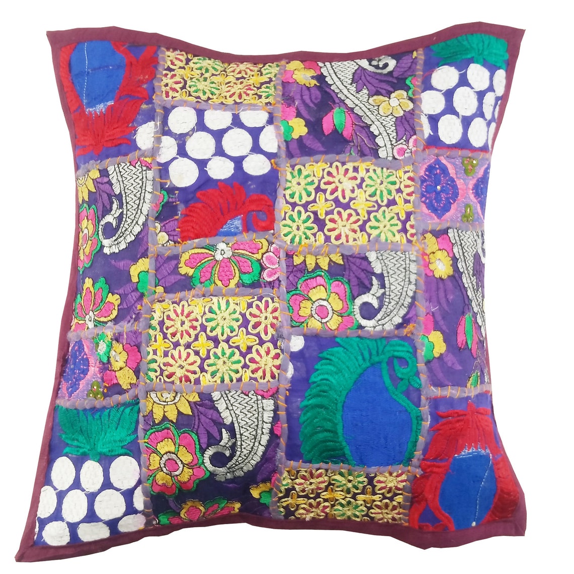 Set of 5 Patchwork Throw Pillow Indian Sari Embroidered Etsy