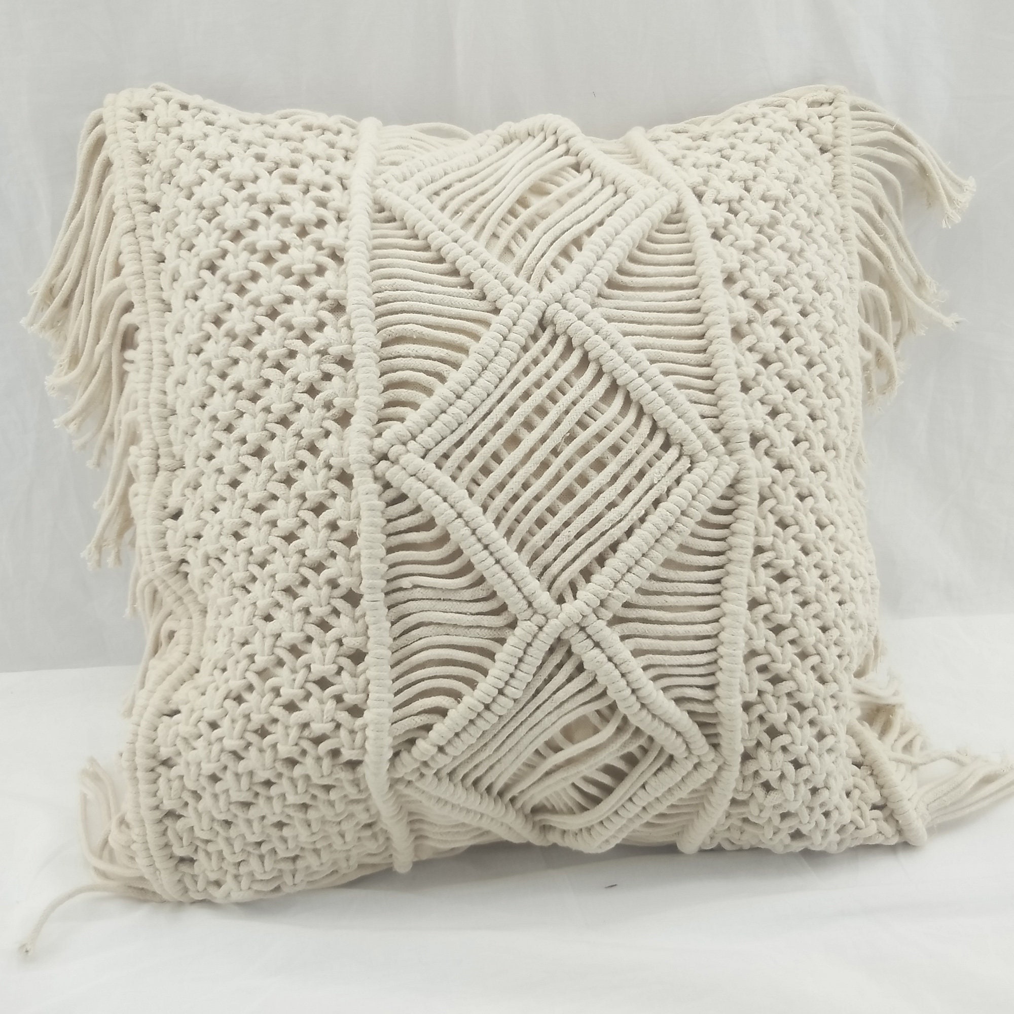 Macrame Cushion Cover 100 Cotton Home Decor Pillows Boho Etsy