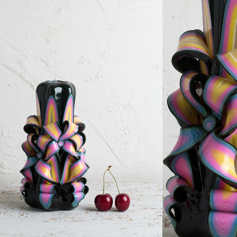 Medium Black candle Carved candles Men's gifts Gift Etsy