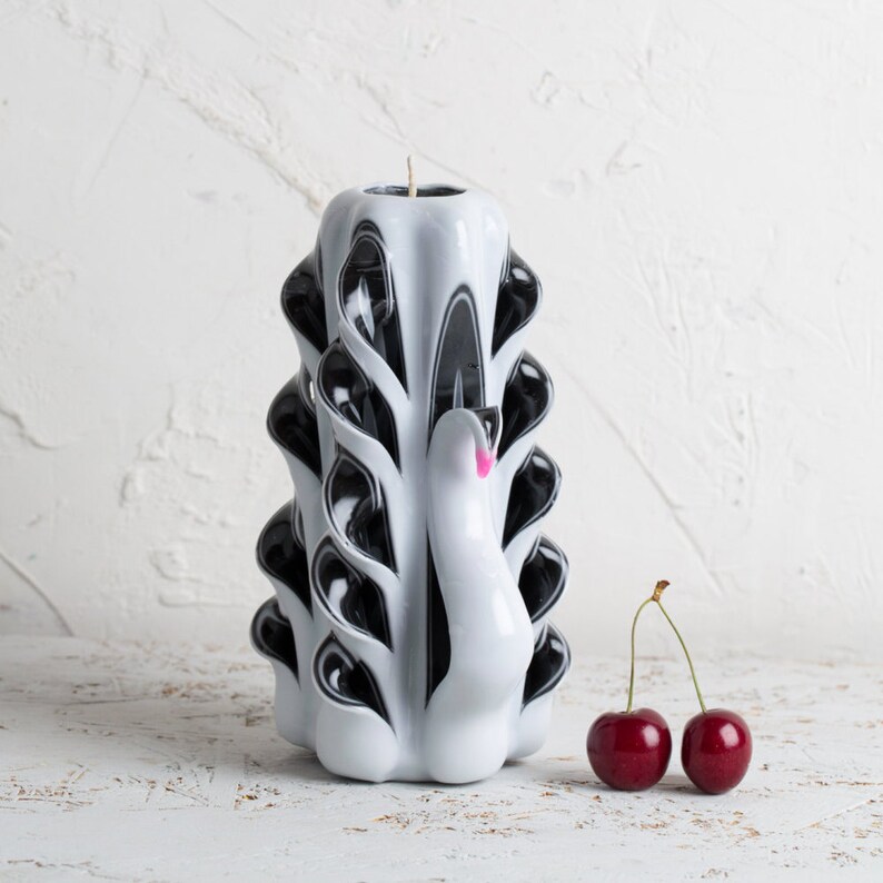 White Handcrafted Swan Candle White Swan Candle Carved by Etsy