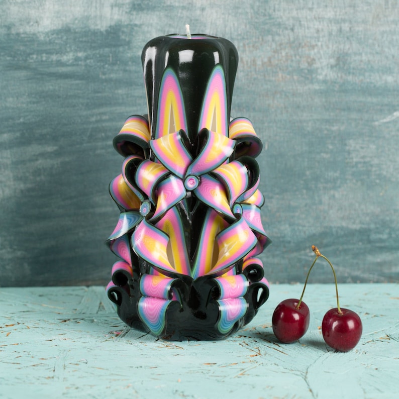 Medium Black candle Carved candles Men's gifts Gift Etsy