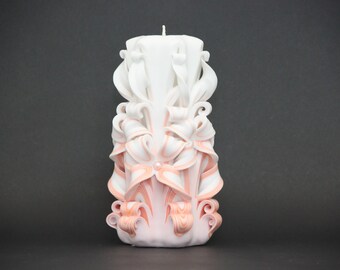 Mothers day, Gentle candle, Orange candle, Gift for mom, Wife gift, Gift for woman, Carved candle, Unique candle, Carved candles, Bougies