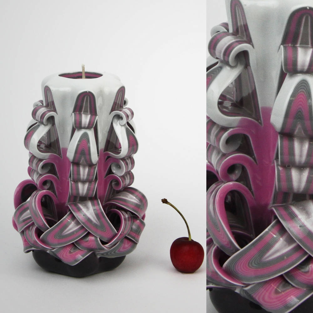 Small Pink Gray candle Carved candles Carved candle Men Etsy