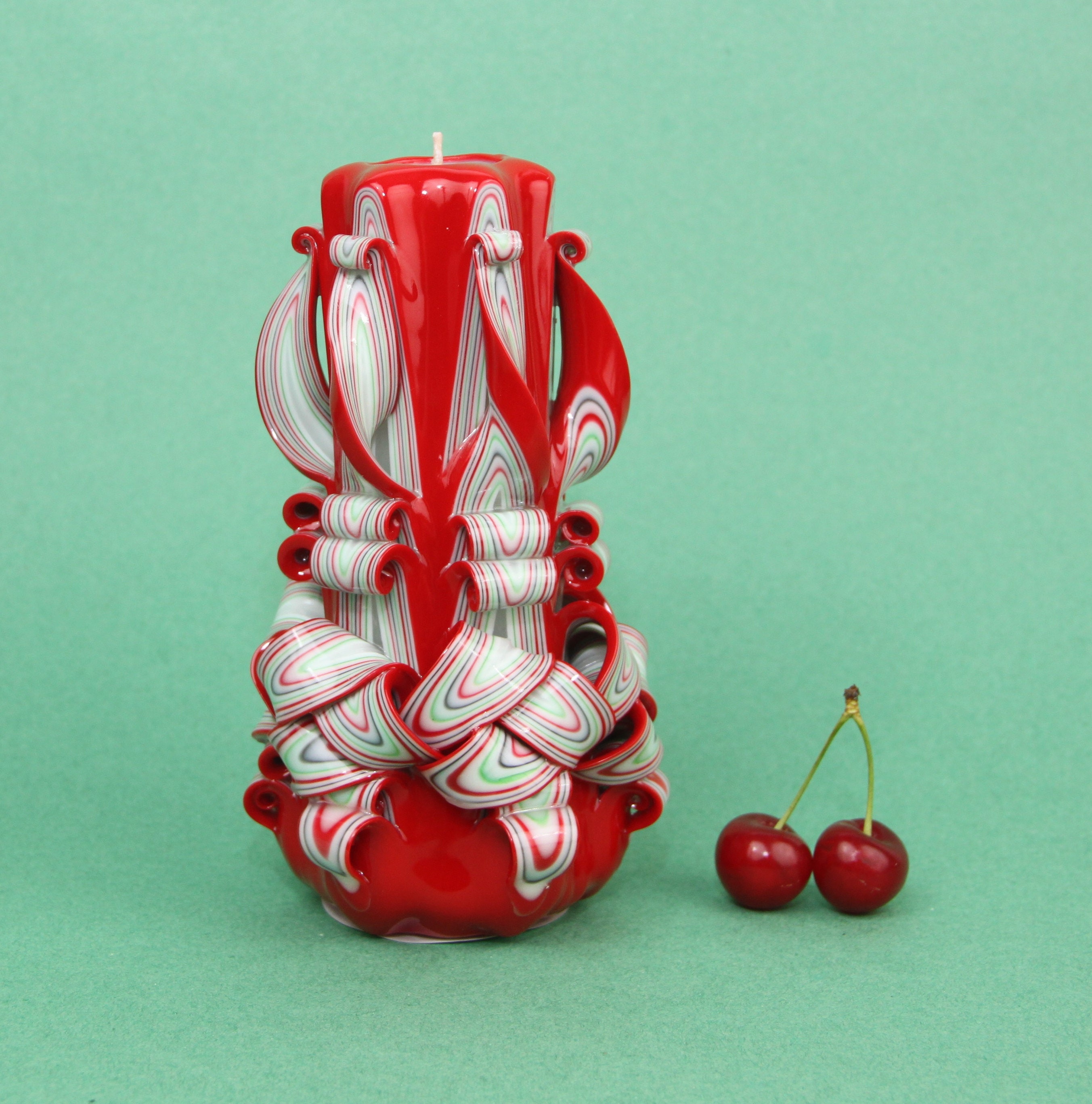 Red Decorative Carved Candles Homemade Christmas Gifts for Etsy