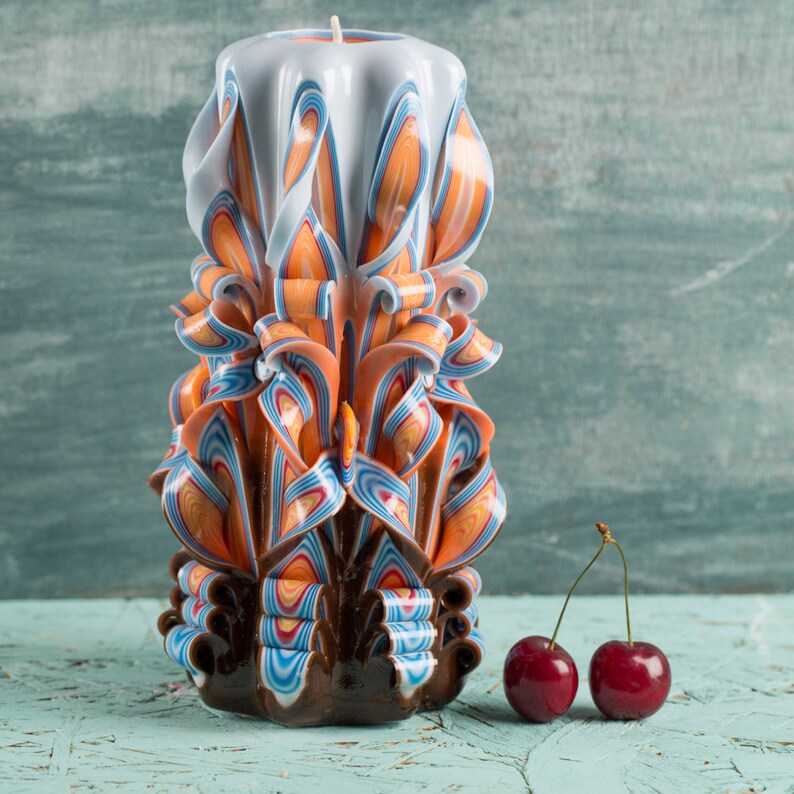 How to make candles Orange and Sky carved candle Decorative Etsy