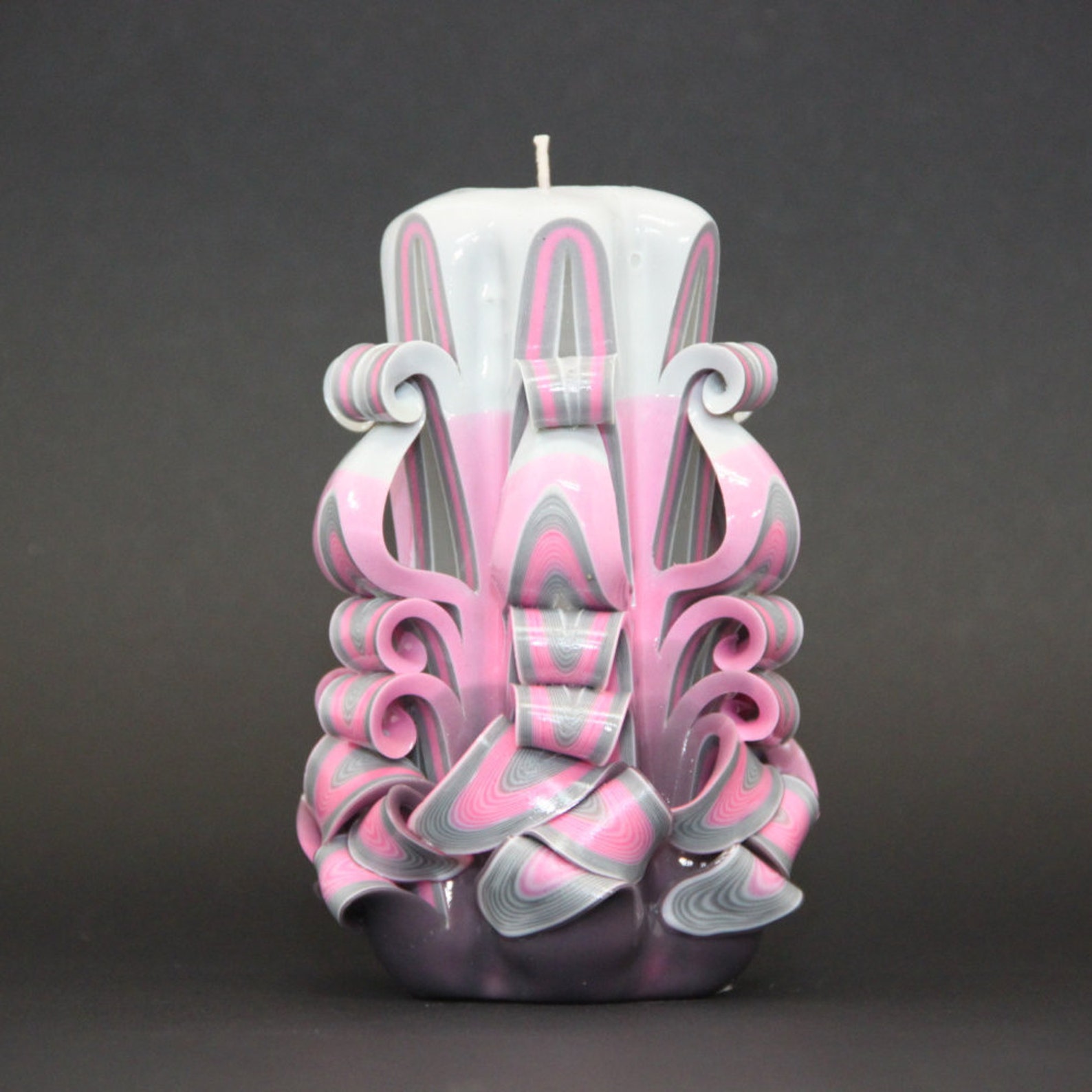 Small Pink Gray Candle Carved Candles Carved Candle Men Etsy
