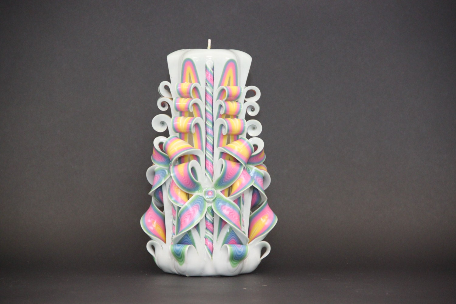 Big White Rainbow Braids candle Carved candles Decorative