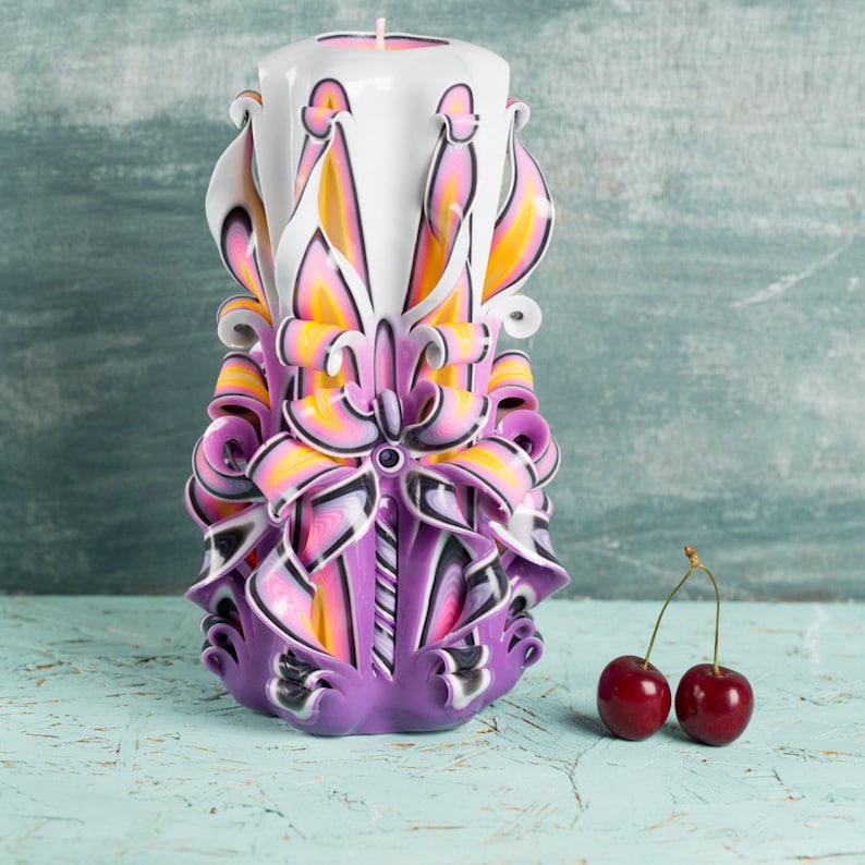 Carved Candles Purple Candles How to Make a Candle Home Etsy