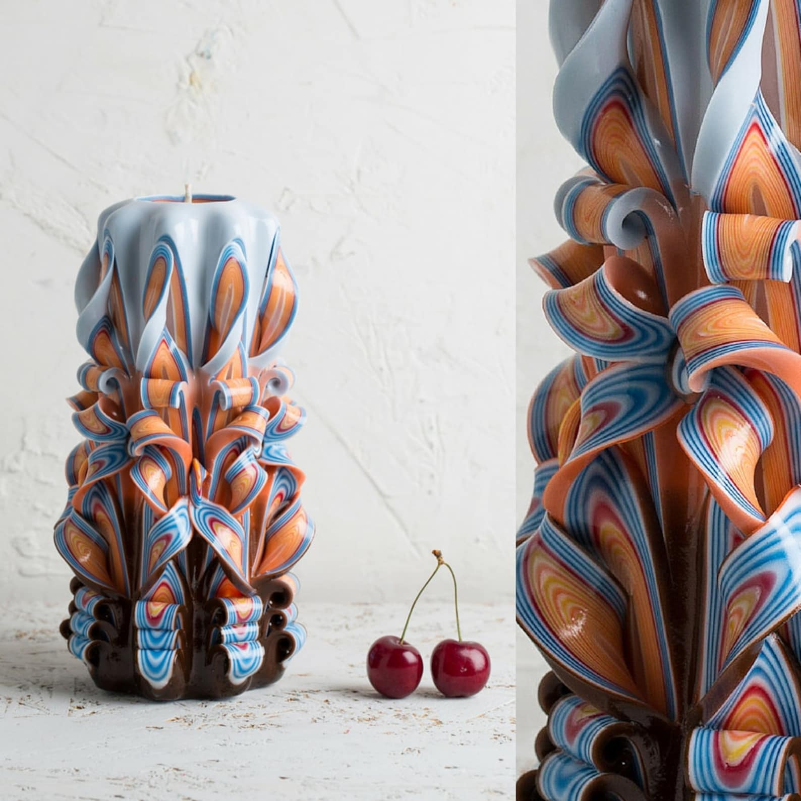 How to make candles Orange and Sky carved candle Decorative Etsy