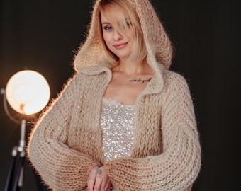 Sequin Mohair Cardigan, Knit Cardigan with Paillettes, Glitter Cardigan, Women Shinny Mohair Merino Wool Cardigan, Crop Alpaca cardigan