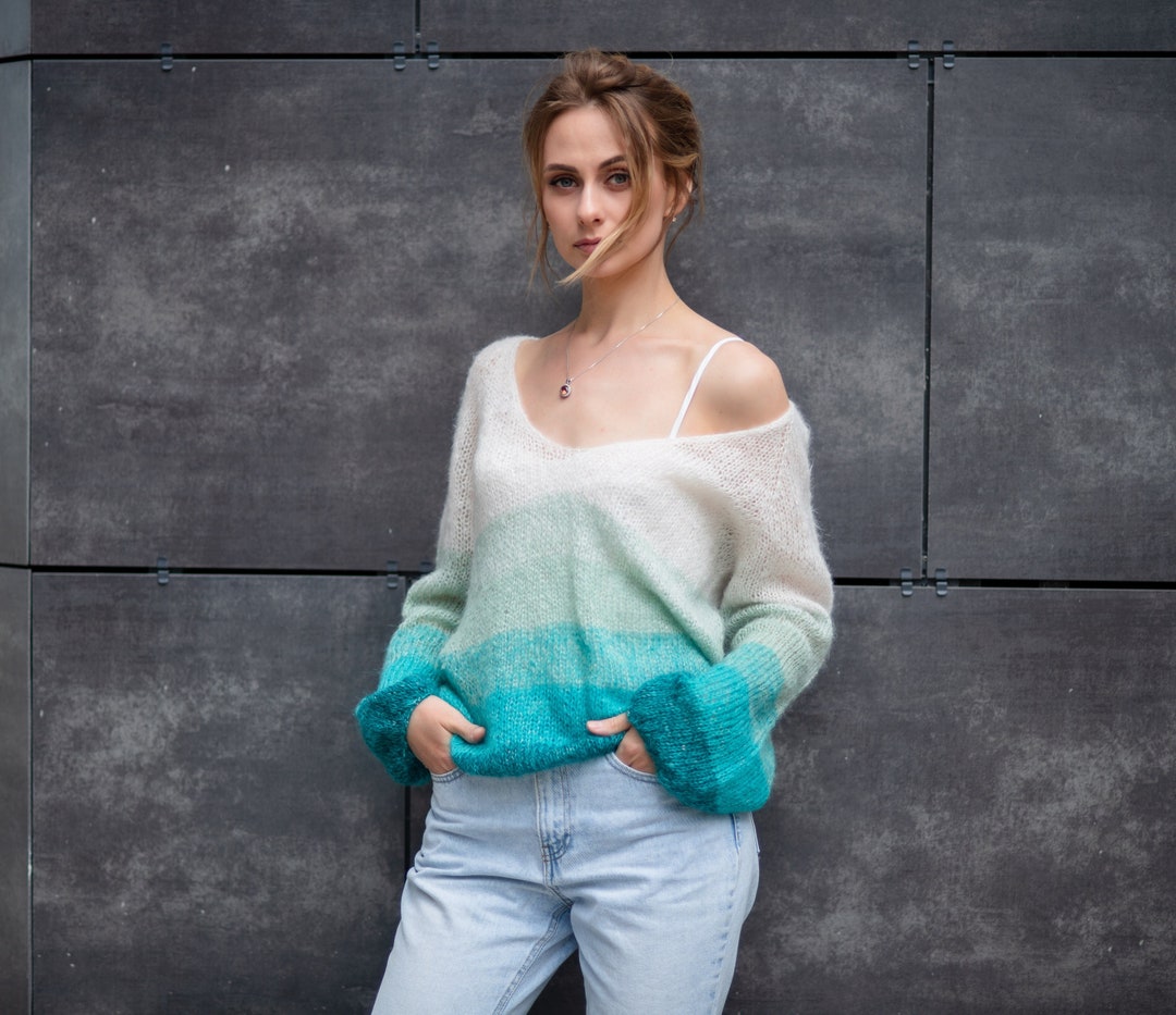 Mohair Pullover, Gestreifter Pullover, Gestreifter Pullover