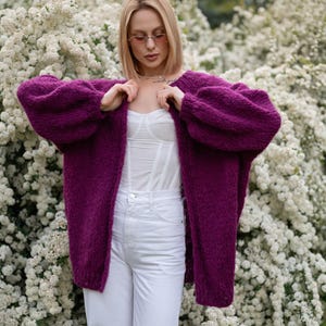 Mohairkofta, vårstickat, överdimensionerad kofta, slow fashion, Damkofta, Fluffig kofta, Stickad kofta, Handstickad kofta bild 5