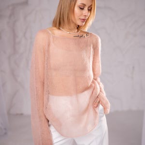 Cappuccino kid mohair, Cobweb knitted, Handmade pullover, Soft mohair sweater, chunky knit sweater, elegant light sweater, oversized sweater