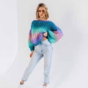 Sweter moherowy, sweter robiony na drutach, sweter robiony ręcznie, sweter wełniany, sweter damski, sweter oversize robiony ręcznie, sweter oversize zdjęcie 3