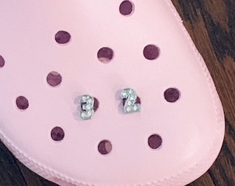 Numbers 0-9 Rhinestone Croc Charms. Number Croc Jewelry. Slide Charms w/ Button Backing. Small Number Clog Charms. Personalize Your Crocs.