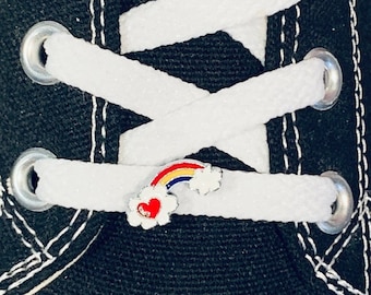 Rainbow Shoelace Charm, Rainbow, Clouds & Heart Shoe Charm, Pride Shoe Clip Jewelry, 1 pc Small Rainbow 8mm Slide Charm, Rainbow Pride Gift