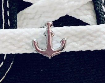 Anchor Shoelace Charm. 1 pc 8mm Silver Anchor Slide Charm. Shoe Jewelry. Nautical Gift. US Navy Jewelry. Navy Mom Gift. Gift for Boaters