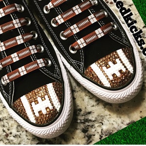 Football Blinged Converse Shoes. Custom Football Converse. Women's Football Shoes. Football Gift Idea, Football Mom Gift. Super Bowl Outfit image 3