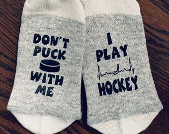 Women's Hockey Socks. Don't Puck With Me I PLAY HOCKEY. Hockey Player Socks. Funny Novelty Socks. Female Hockey Player Gift. Hockey Gift