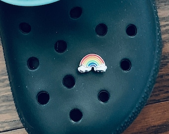 Rainbow Croc Charm. Rainbow Charm. Small Rainbow & Clouds Charm. Rainbow Crocs, Slide Charm w/ Button Backing, Rainbow Gift. Pride Clogs