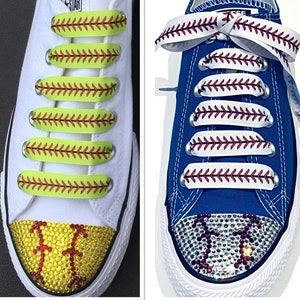 Baseball and Softball Shoelaces. 5/8 Grosgrain Ribbon w/ Red Baseball Stitches. Baseball Player Gift. Baseball Mom Gift. Baseball Gift Idea image 1