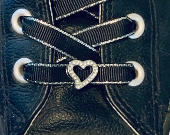 Heart Rhinestone Charm. 1 pc Shoelace Tag. 8mm Slide Charm. Rhinestone Shoe Charm. Shoe Jewelry. Love Charm Gift. Heart Jewelry Gift