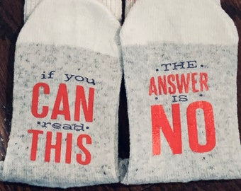 MOM Socks. If You Can Read This The Answer is NO.  Warm Socks. Funny Novelty Socks for Mom. Funny Mom Gift. Wife Gift. Mother's Day Gift.