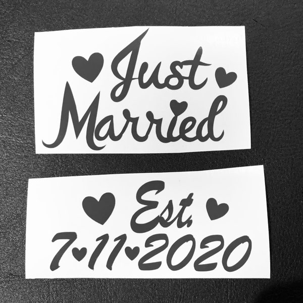 "Just Married" Personalized Car Window Vinyl Decal Sticker - Wedding Decor Decoration 10 thumbnail image