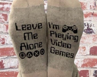 Gamer Kid's Socks for Boys & Girls. Leave Me Alone I'm Playing Video Games. Kid's Funny Socks. Video Gamer Gift. Boy / Girl Gamer Gift Idea