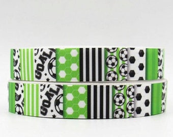 Soccer Shoelaces. 5/8" Black, Green & White Grosgrain Soccer Ribbon. Soccer Player Gift. Gift for Soccer Mom, Soccer Dad or Soccer Coach.