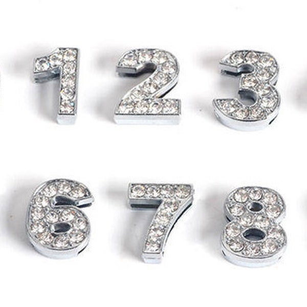 Numbers 0-9 Rhinestone Slide Charms. Shoe Jewelry. 8mm Slide Charms. Shoelace Charms, Charm Numbers. Personalize Shoes. Custom Bride Shoes